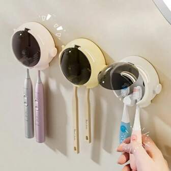 1 件创意卡通宇航员牙刷架，壁挂式免钻牙刷架，家用浴室电动牙刷收纳整理器