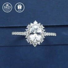 2ct 莫桑石戒指 925 纯银多色高品质新娘结婚戒指，附证书和礼品盒 - 銀色 - 查看 5
