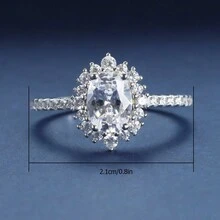 2ct 莫桑石戒指 925 纯银多色高品质新娘结婚戒指，附证书和礼品盒 - 銀色 - 查看 3