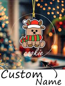 1 件个性化亚克力圣诞鹿挂饰 - 可定制名字吊坠树装饰，送给家人和朋友的完美节日礼物 - 彩色 - 查看 2
