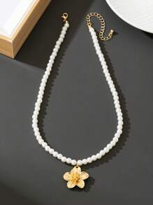 1 件梦幻浪漫金花吊坠项链，女士结婚礼物 - 金黃色 - 查看 3