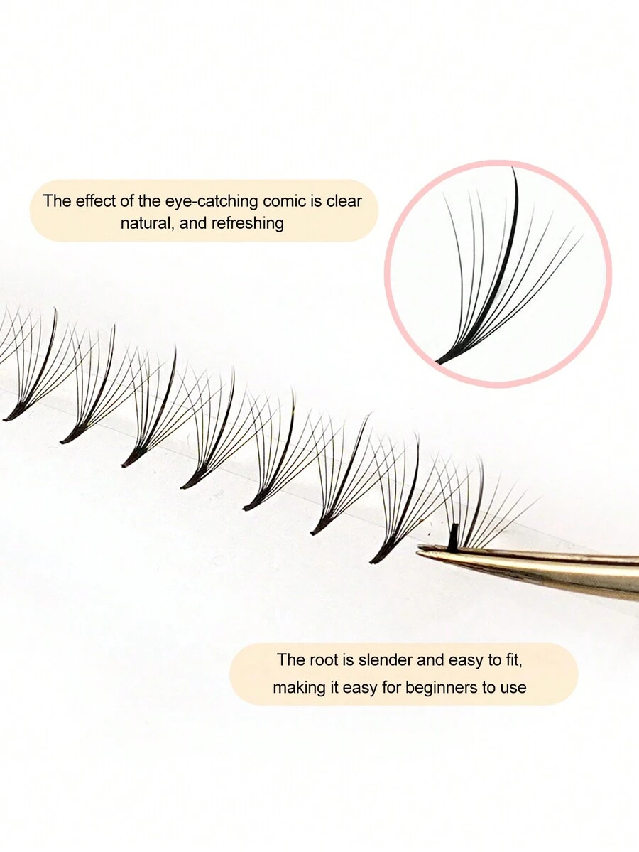 60 Clusters D Curl Luxurious 3D-9D Premade Wispy Spike Lashes - Fluffy, Pointy Base Russian Volume Cluster Eyelash Extensions For A Dramatic Look - D - View 1