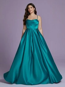 Váy Maxi Dài Buộc Dây Spaghetti Hở Lưng Size Lớn Mgiacy, Gợi Cảm & Phồng, Váy Phù Dâu - Màu xanh ngọc - Xem 6