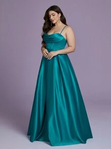 Váy Maxi Dài Buộc Dây Spaghetti Hở Lưng Size Lớn Mgiacy, Gợi Cảm & Phồng, Váy Phù Dâu - Màu xanh ngọc - Xem 4