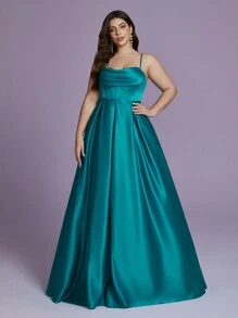 Váy Maxi Dài Buộc Dây Spaghetti Hở Lưng Size Lớn Mgiacy, Gợi Cảm & Phồng, Váy Phù Dâu - Màu xanh ngọc - Xem 1