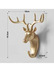 1 件，金色鹿头收纳架 - 多功能壁架，带钥匙架和创意衣架，适用于家居装饰 - 金色 - 查看 8