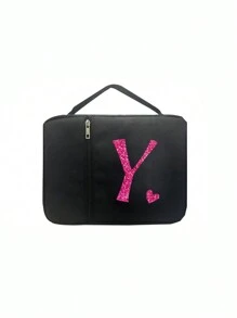 1 件圣经袋，首字母印刷 A-Z，圣经封面，圣经架，便携整理袋，带拉链和口袋，适用于标准尺寸圣经袋，用于圣经学习，圣经封面，花卉圣经盒，带手柄圣经袋，非常适合成人女性男性圣经学习（黑色）（拉链位置随机） - 黑色 - 查看 21