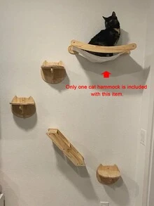 1 件壁挂式猫吊床，室内猫壁挂家具，采用耐用实木制成，稳定的猫栖木，可供攀爬和休息，易于组装，最大承重 12 公斤（26 磅） - 杏色 - 查看 7