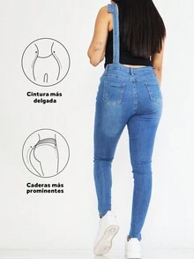 Pantalones vaqueros con tirantes para damas, Sujetador de hombro, Azul Fresh - Pantalones Vaqueros con Tirantes para Damas, Elegancia con Comodidad - Azul - Ver 3