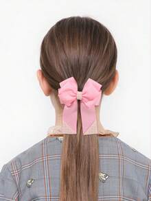 1 kẹp tóc nơ hồng cho bé gái, kẹp tóc cá sấu bằng vải ngọc trai, nơ tóc cho trẻ em, phụ kiện tóc thời trang cho trẻ mới biết đi, quà tặng tiệc - kẹp tóc nơ - Xem 2
