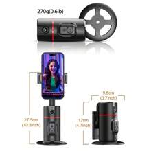 AXNEN 1 pieza Soporte de teléfono con seguimiento automático de rostro mejorado, trípode con seguimiento automático de rostro, control remoto de cámara, palo de selfie inteligente portátil integrado, soporte de cámara robot con rotación de 360° y seguimiento rápido de rostro y objetos, adecuado para transmisión en vivo de teléfonos inteligentes, compatible con iPhone 14/13/12/11 Pro/XS - Negro - Ver 11