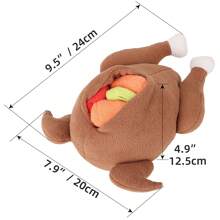 Conjunto de 2 piezas: regalo para amantes de gatos/perros y juguetes de peluche para mamás de perros/gatos con diseños de pavo asado, verduras, alimentos escondidos y juguetes para olfatear. Juguetes interactivos, de entrenamiento y de alta energía adecuados para perros pequeños, medianos y grandes. 1 artículo marrón