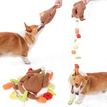 Conjunto de 2 piezas: regalo para amantes de gatos/perros y juguetes de peluche para mamás de perros/gatos con diseños de pavo asado, verduras, alimentos escondidos y juguetes para olfatear. Juguetes interactivos, de entrenamiento y de alta energía adecuados para perros pequeños, medianos y grandes. 1 artículo marrón