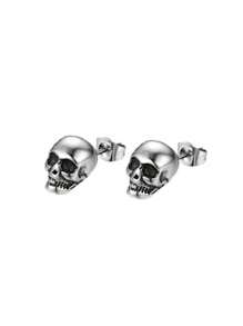 Skull Stud Earrings, Punk Style Skull Ear Studs, Vintage Unisex Earrings For Halloween, Christmas, Valentine's Day And Holidays - Multicolor - View 7