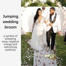 Wedding Broom For Jumping Ceremony, Jumping The Broom For Wedding, Decorative Broom DIY With Ribbons Faux Pearl Roses - White - View 6