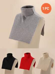 1pc Kids Solid Color Or Striped Knitted Neck Warmer Scarf, Suitable For Everyday Wear