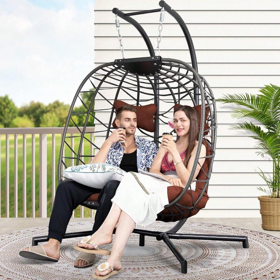 Oversized 2 Person Swing Egg Chair Double Hanging Egg Chair With Stand