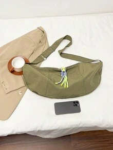 Túi đeo chéo chéo thời trang Âu Mỹ đa năng mới Túi đựng bánh bao thường ngày dung tích lớn Túi đeo vai đi làm Ba lô thể thao bằng nylon Túi tập thể dục ngoài trời - màu xanh lá - Xem 8