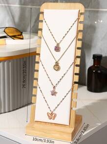 1pc Removable Multi-Color Minimalist Wooden Necklace Pendant Display Rack, Jewelry Display Board, Gift For Women, Jewelry Shop Display Prop Back To School
