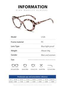 New Large Frame Round Reading Glasses, Square Vintage Eyeglasses, Fashion Reading Glasses For The Elderly - Black On Top and Pink On Bottom - View 4