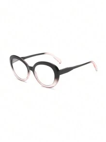 New Large Frame Round Reading Glasses, Square Vintage Eyeglasses, Fashion Reading Glasses For The Elderly - Black On Top and Pink On Bottom - View 2