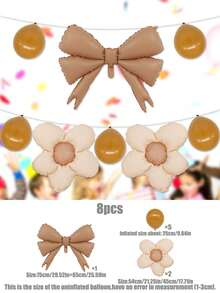 8 quả bóng bay tráng bạc hình bướm và hoa cúc, màu hồng/xanh/vàng/kaki/trắng bằng cao su, dùng cho trang trí tiệc cưới, tiệc sinh nhật - Nhiều màu - Xem 9