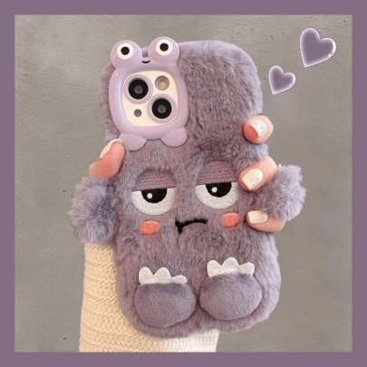 Ốp lưng điện thoại hình quái vật nhồi bông màu tím dễ thương mới tương thích với iPhone 14 Pro Max/14 Pro/14, iPhone 15 Pro Max/15 Pro/15, iPhone 16 Pro Max/16 Pro/16, iPhone 13 Pro Max/13 Pro, iPhone 11, iPhone 12, Thiết kế hoạt hình tối giản dành cho nữ