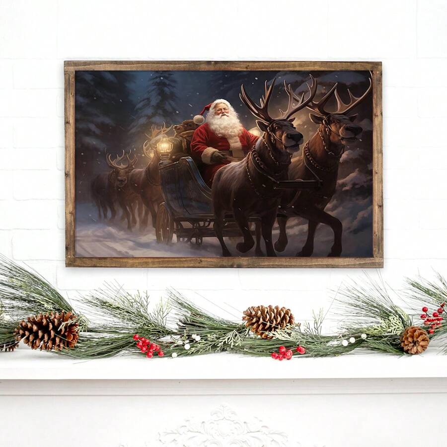 1 Bức tranh ông già Noel dễ treo, Nghệ thuật treo tường Giáng sinh, Tranh in ngày lễ mùa đông, Đồ trang trí Giáng sinh trang trại, Đồ trang trí ngày lễ mùa đông, Nghệ thuật tuần lộc, Đồ trang trí tường nhà hoặc Nghệ thuật mùa đông0 Biển báo trang trí Nghệ thuật treo tường Giáng sinh mộc mạc, Chất liệu vải bạt (Có khung) Ngày lễ Giáng sinh - Nhiều màu - Xem 1