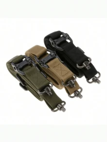 4-In-1 Tactical Sling, Tactical Belt, Multi-Functional Single & Dual Point Sling, Safety Lanyard, Hunting Gun Sling - Black - View 4