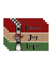 1 件/4 件/6 件圣诞冬季餐垫、圣诞车、冬青树花瓶麋鹿亚麻餐垫、防污餐垫，适用于家庭、餐厅、餐桌装饰、家居用品