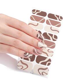 1 张 16 片美甲全覆盖贴纸渐变闪光猫眼粘性滑块 DIY 指甲油美甲贴纸贴花 - 彩色 - 查看 2