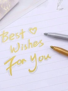 2 支金属工艺笔创意文具油漆笔贺卡贺卡便签笔婚礼派对签名笔金色银色闪光酷炫涂鸦笔 - 彩色 - 查看 5