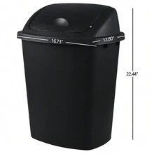 10 Gallon Plastic Kitchen Waste Bin With Swing Top, Set Of 4 Plastic Tall Garbage Bin With Swing Lid, Black - Black - View 2
