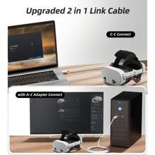 Cable de enlace Transnovo de 16 pies compatible con Meta/Oculus Quest 3, Quest 2/Pro/Pico 4 Accesorios y PC/SteamVR, transferencia de datos de PC a alta velocidad de 5 Gbps, adaptador USB 3.0 A-C para auriculares de realidad virtual de juegos - Unitalla - Ver 5