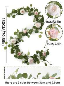 1 件 1.8 米人造牡丹藤，仿丝 DIY 装饰牡丹花束，适用于婚礼中心装饰、家居装饰、假植物、秋季装饰、房间、书桌、花园装饰、房间装饰用品、情人节、礼物 - 淺粉色 - 查看 2