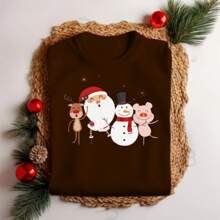 Women's Christmas T-Shirt Santa Claus Playground And Reindeer Personalized Party - Màu Tím - Xem 4