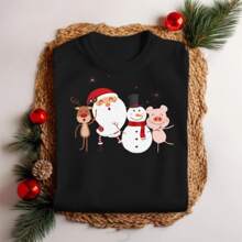 Women's Christmas T-Shirt Santa Claus Playground And Reindeer Personalized Party - Màu Tím - Xem 3