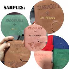 [定制] 护照和疫苗卡夹组合，带信用卡插槽和登机牌插槽的护照钱包保护套，旅行必备品，RFID 屏蔽皮革旅行配件 - 棕色 - 查看 6