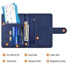 [定制] 护照和疫苗卡夹组合，带信用卡插槽和登机牌插槽的护照钱包保护套，旅行必备品，RFID 屏蔽皮革旅行配件 - 棕色 - 查看 5