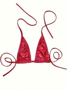 Women's Sexy Backless Lingerie Set V-Neck Triangle Back Tie Top Low Rise Thong Pants Vintage Red Underwear  Fashion Charm Design, Intimates Bra & Panty, Women's Sexy Clothing - Đỏ - Xem 6