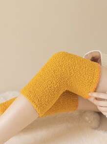 1 Pair Coral Fleece Fluffy Leg Warmers, Winter Thick Knee Protector Leg Sleeve For Women, Cozy - Light Grey - View 9
