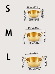 1 件不锈钢金色双耳小吃盘，创意糖果薯条篮托盘，学校用品 - 圓形把手 - 查看 15