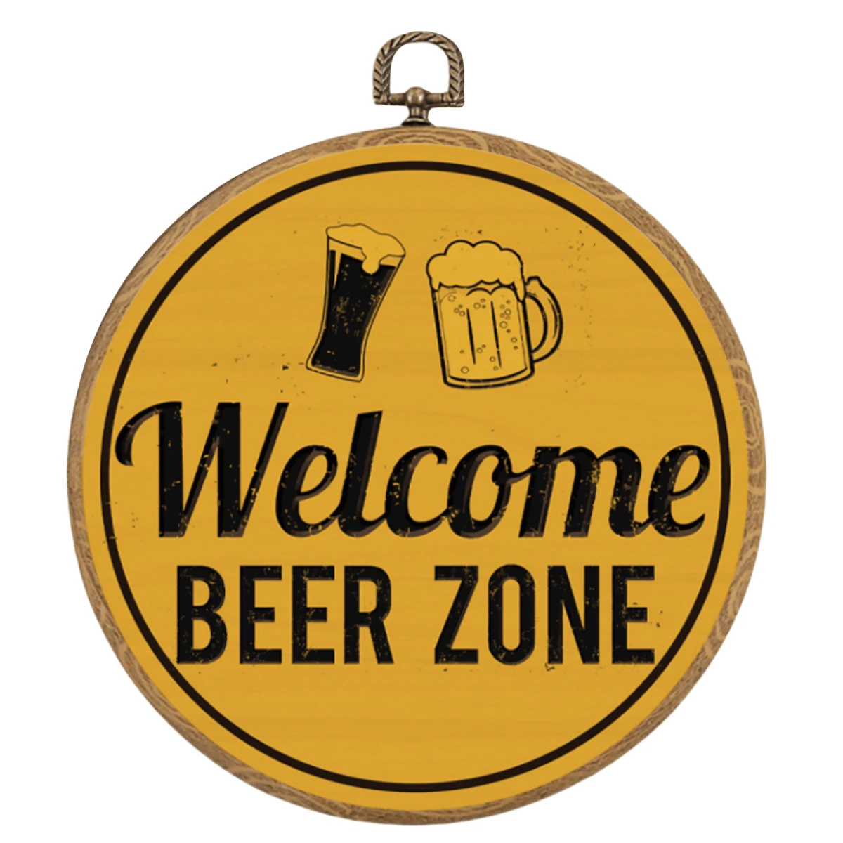 1 件“欢迎来到啤酒区”装饰艺术 - 现代纺织墙壁艺术帆布画框悬挂印刷品，幽默墙壁艺术，适合室内家居装饰，无需电源，适用于卧室、咖啡厅、花园、庭院、农场、酒吧、房间装饰 - 理想的礼物，10*10 英寸