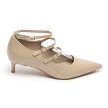 Décolleté in pelle verniciata con molteplici cinturini - eleganza senza tempo e uno stile audace - Cachi - Visualizzare 2