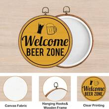 1 件“欢迎来到啤酒区”装饰艺术 - 现代纺织墙壁艺术帆布画框悬挂印刷品，幽默墙壁艺术，适合室内家居装饰，无需电源，适用于卧室、咖啡厅、花园、庭院、农场、酒吧、房间装饰 - 理想的礼物，10*10 英寸 - 彩色 - 查看 4