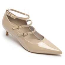 Décolleté in pelle verniciata con molteplici cinturini - eleganza senza tempo e uno stile audace - Cachi - Visualizzare 1