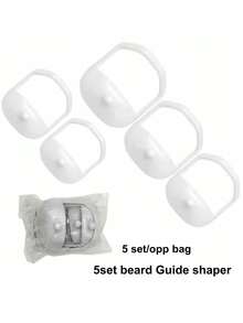 5 件/1 套，胡须造型辅助器，男士护理梳鬓角，胡须修剪轮廓工具，5 种不同类型的胡须模具板框，精致男士面部美容工具 - 彩色 - 查看 4