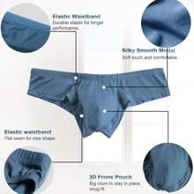 Men's Underwear Micro Modal Bikini Briefs Low Rise Half Back Coverage Silky Touch Underpants Multipack - 黑色/深灰色/淺藍色 - 查看 4