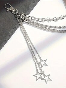 1 件男女通用朋克星吊坠腰链，3 层流苏金属链腰带，适合休闲、户外、运动、旅行、毕业、生日、日常穿着 - 彩色 - 查看 2