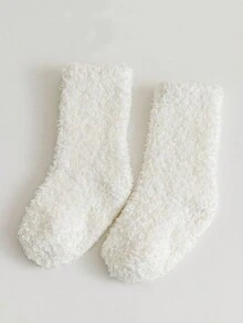 1 Pair Coral Fleece Thick Non-Slip Floor Socks For Babies, Toddler Crew Socks For Indoor Wear, Autumn/Winter - Multicolor - View 15